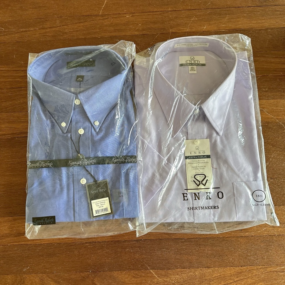 Men’s Blue & Purple Dress Shirts 2-Piece Set Classic Formal Style NWT